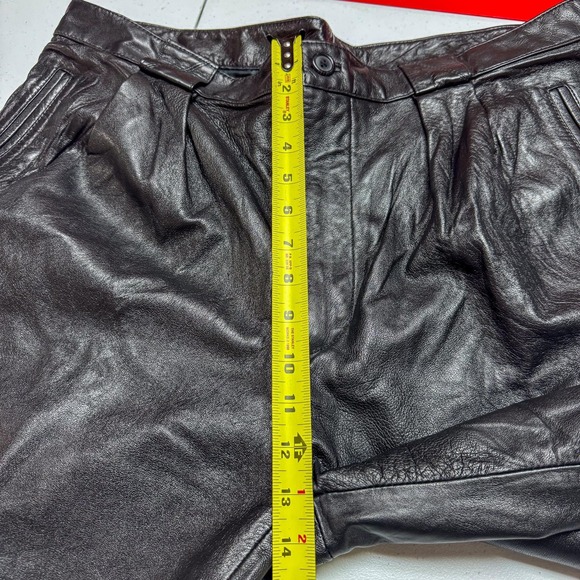 Saxony Genuine Leather Pants Mens 42 Black Pleated Tapered Dress NWT Trousers - Picture 13 of 16